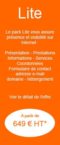 pack lite site vitrine presence web information prix tarif pme artisans page web